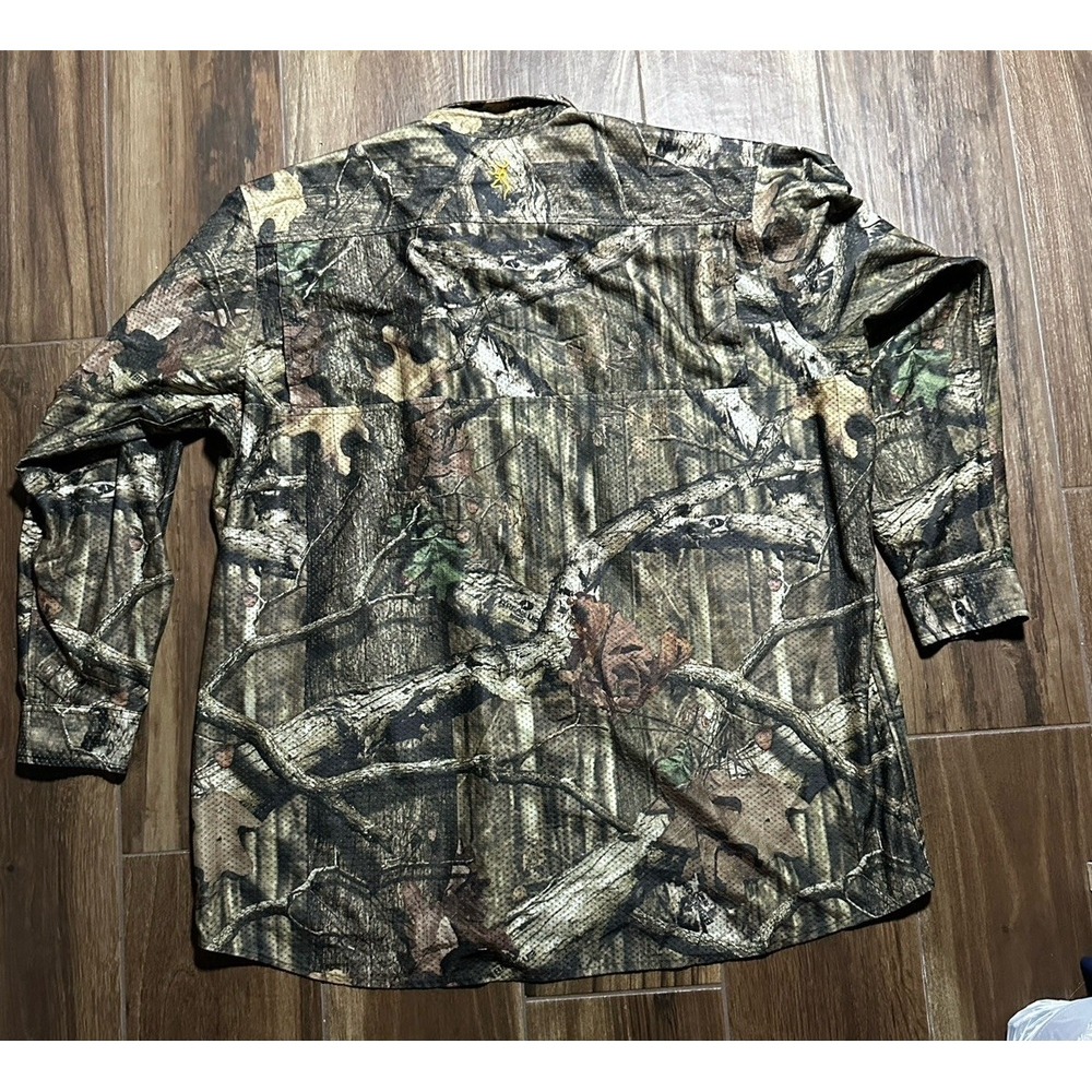 Browning Mens 3XL Camo Mesh Button Down Hunting Shirt Long Sleeve Zipper Pockets - Picture 3 of 6